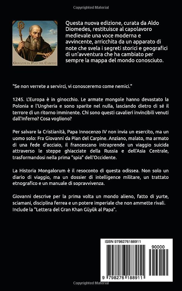 Retro copertina di Historia Mongalorum: Cronaca del viaggio nel cuore dell'Impero Mongolo prima di Marco Polo