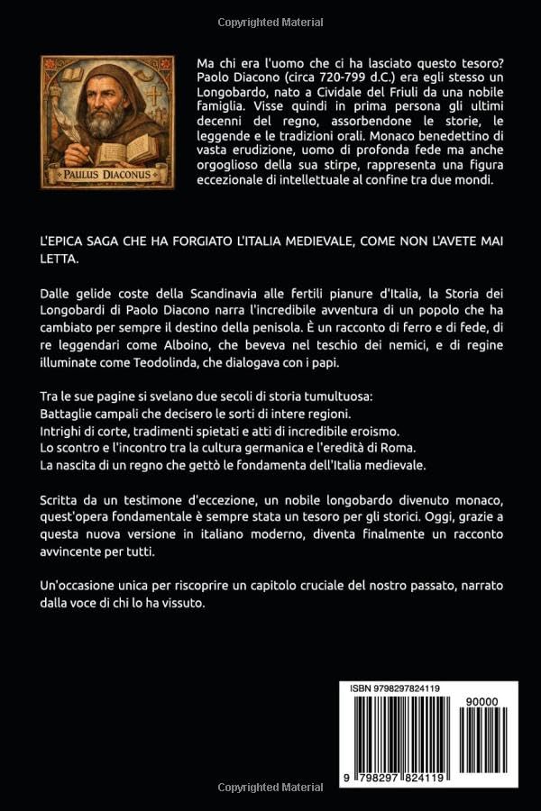 Retro copertina di Storia dei Longobardi: L'Historia Langobardorum - nuova versione in italiano moderno