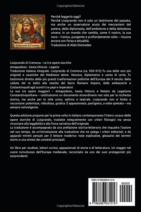 Retro copertina di Liutprando di Cremona - Le tre opere storiche