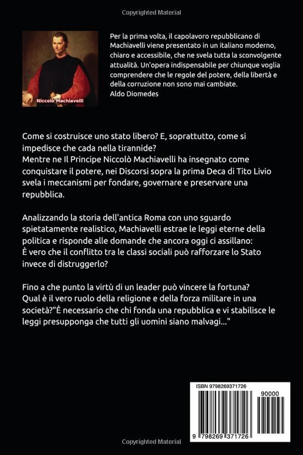 Retro copertina di Discorsi sopra la prima Deca di Tito Livio