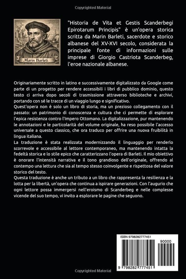 Retro copertina di Historia de Vita et Gestis Scanderbegi Epirotarum Principis