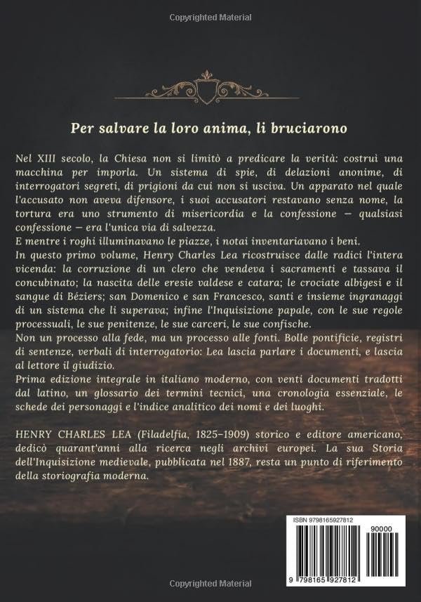 Retro copertina di Storia dell'inquisizione medievale volume I